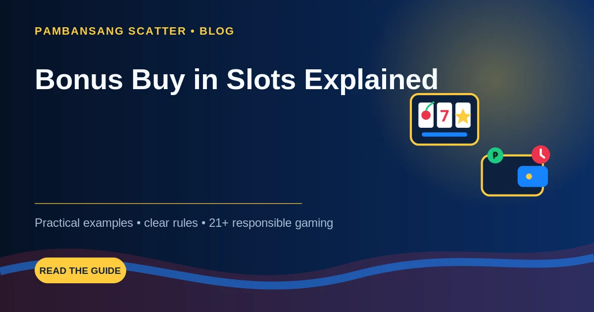 Slot bonus buy button with scatter and free spin symbols