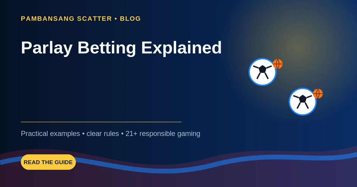 Sports parlay ticket with football basketball and odds symbols